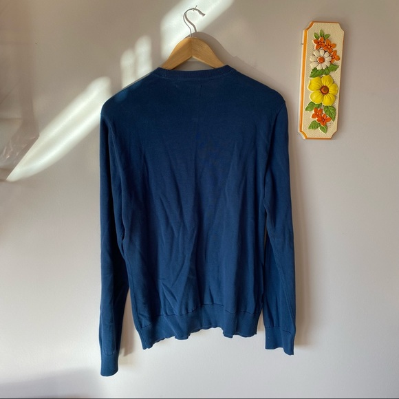 Navy Crew Neck Lightweight Sweater with Penguin Logo - Picture 6 of 7